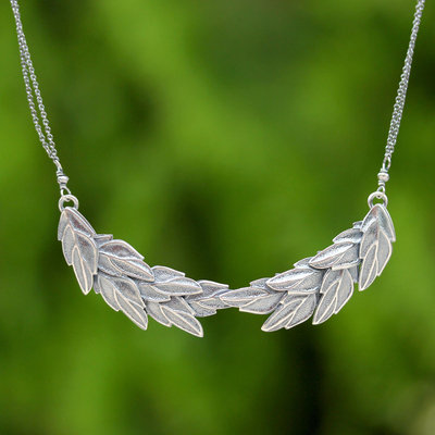 Collar colgante de plata - Karen Silver Leafy colgante collar de Tailandia