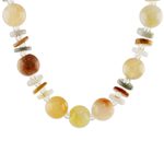 Jade and quartz beaded necklace, 'Moonlight Discs' - Jade Glass and Quartz Beaded Necklace from Thailand