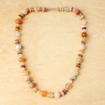 Jade and quartz beaded necklace, 'Moonlight Discs' - Jade Glass and Quartz Beaded Necklace from Thailand