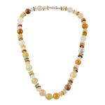 Jade and quartz beaded necklace, 'Moonlight Discs' - Jade Glass and Quartz Beaded Necklace from Thailand