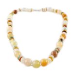 Jade and quartz beaded necklace, 'Moonlight Discs' - Jade Glass and Quartz Beaded Necklace from Thailand