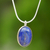 Lapis lazuli pendant necklace, 'Spangled Oval' - Sterling Silver and Lapis Lazuli Pendant Necklace Thailand thumbail