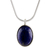 Lapis lazuli pendant necklace, 'Spangled Oval' - Sterling Silver and Lapis Lazuli Pendant Necklace Thailand (image 2a) thumbail