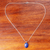 Lapis lazuli pendant necklace, 'Spangled Oval' - Sterling Silver and Lapis Lazuli Pendant Necklace Thailand (image 2b) thumbail