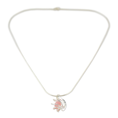 Rose quartz pendant necklace, 'Pink Orb of Energy' - Sterling Silver Rose Quartz Pendant Necklace from Thailand