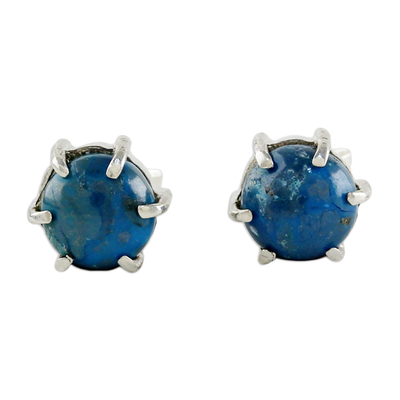 Sterling silver stud earrings, 'To the Point' - Sterling Silver Turquoise Stud Earrings from Thailand