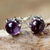 Amethyst stud earrings, 'To the Point' - Sterling Silver and Amethyst Stud Earrings from Thailand (image 2) thumbail