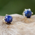Lapis lazuli stud earrings, 'To the Point' - Sterling Silver and Lapis Lazuli Stud Earrings from Thailand (image 2c) thumbail