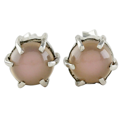 Chalcedony stud earrings, 'To the Point' - Sterling Silver and Chalcedony Stud Earrings from Thailand