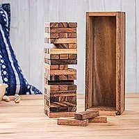 Juego de madera, 'Stacking Tower' - Juego de torre apilable de madera con caja de Tailandia