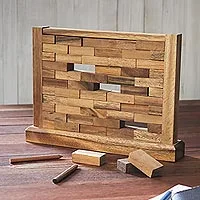 Juego de madera, 'Stacking Wall' - Juego de madera Raintree para múltiples jugadores hecho a mano en Tailandia