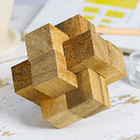 Rompecabezas de madera - Juego de rompecabezas de madera hecho a mano de 6 piezas de Tailandia
