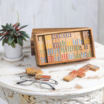 Wood domino set, 'Colorful Dominoes' - Colorful Rain Tree Wood Domino Set Game from Thailand