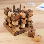 Wood game, '3D Tic-Tac-Toe' - Hand Made Wood Game Tic-Tac-Toe from Thailand