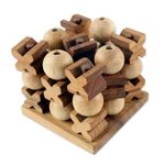 Wood game, '3D Tic-Tac-Toe' - Hand Made Wood Game Tic-Tac-Toe from Thailand