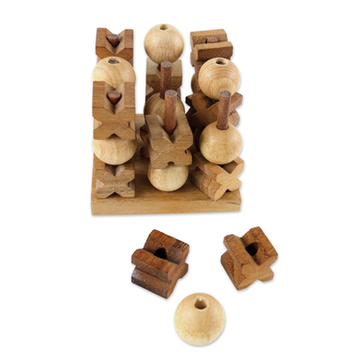 Wood game, '3D Tic-Tac-Toe' - Hand Made Wood Game Tic-Tac-Toe from Thailand