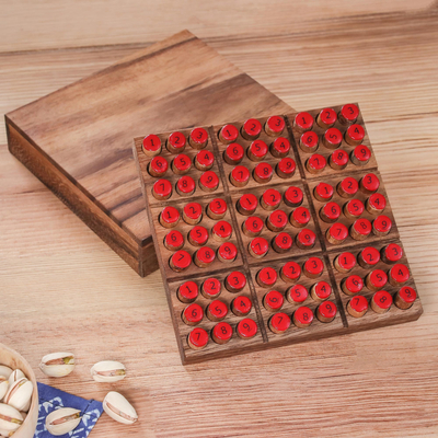 Wood game, 'Sudoku' - Hand Made Wood Sudoku Puzzle Game from Thailand