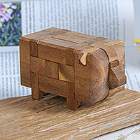 Rompecabezas de madera, 'Piggy Puzzle' - Rain Tree Wood Pig Puzzle de Tailandia