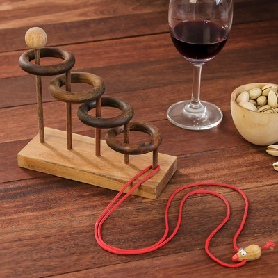 Wood puzzle, 'Release My Mouse' - Handcrafted Rain Tree Wood Game from Thailand