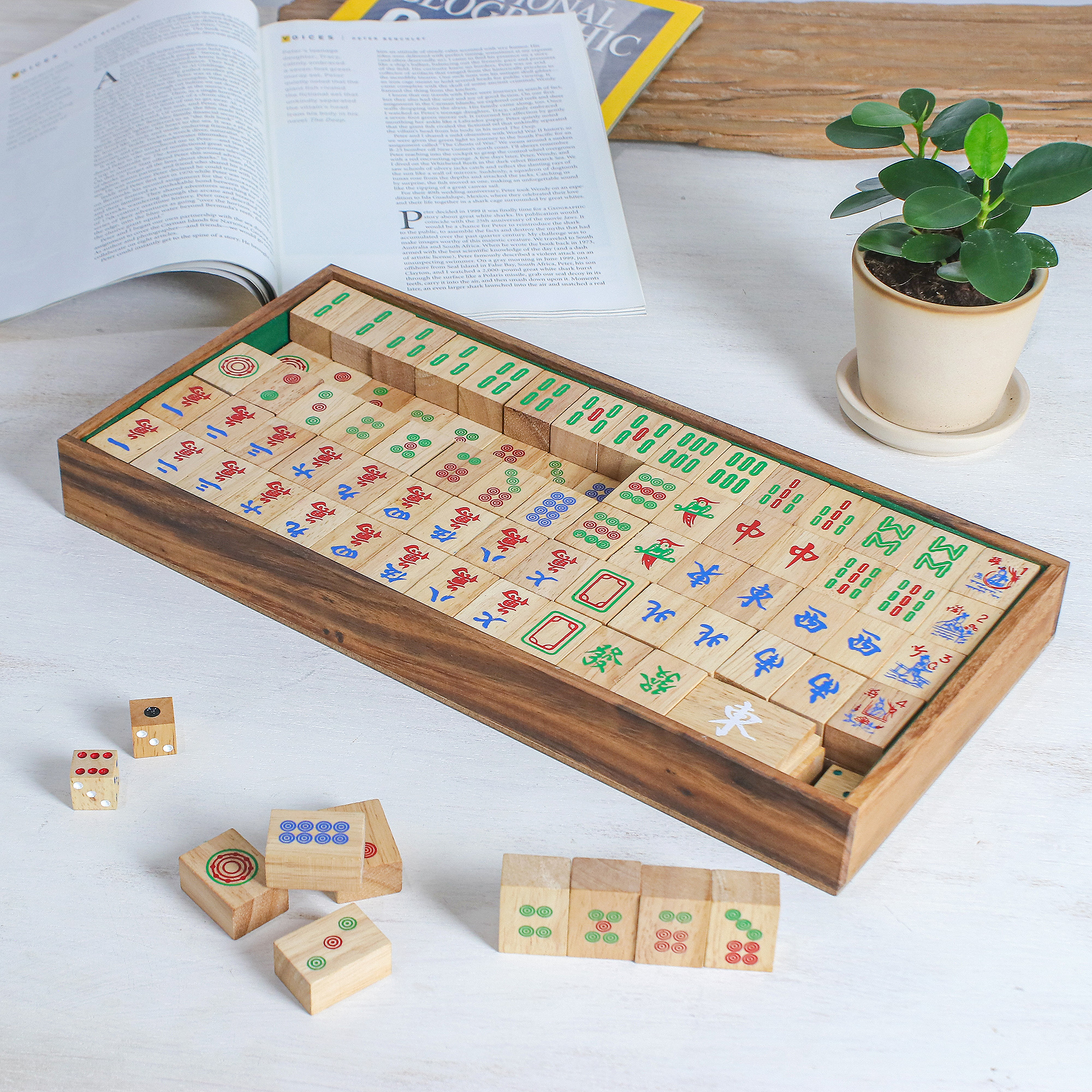 Wooden Mahjong Board Game