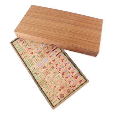 Holzspiel „Mah Jongg“ – handgefertigtes Mah-Jongg-Spiel aus Holz aus Thailand