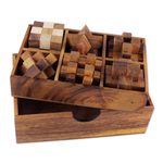 Wood puzzles, 'Logical Mind' (set of 6) - Handcrafted Set of Six Wooden Puzzles from Thailand