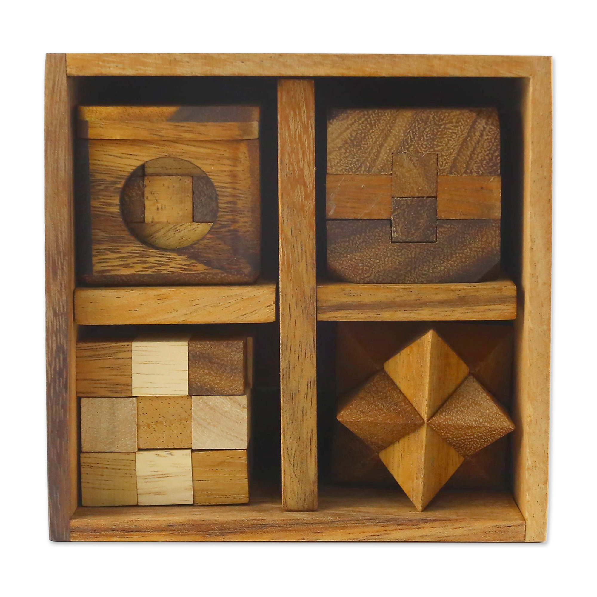 UNICEF Market Handmade Set of Six Mini Wooden Puzzles from Thailand