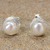 Aretes de perlas cultivadas, 'Haloed Moons' - Aretes de plata de ley con perlas cultivadas de Tailandia
