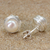 Cultured pearl stud earrings, 'Haloed Moons' - Cultured Pearl Sterling Silver Stud Earrings from Thailand (image 2b) thumbail