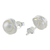 Cultured pearl stud earrings, 'Haloed Moons' - Cultured Pearl Sterling Silver Stud Earrings from Thailand (image 2e) thumbail