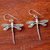 Sterling silver dangle earrings, 'Skyward Wanderers' - Dragonfly Sterling Silver Dangle Earrings from Thailand (image 2c) thumbail