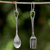 Sterling silver dangle earrings, 'Lunch Time' - Fork and Spoon Sterling Silver Dangle Earrings from Thailand (image 2) thumbail