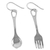 Sterling silver dangle earrings, 'Lunch Time' - Fork and Spoon Sterling Silver Dangle Earrings from Thailand (image 2e) thumbail