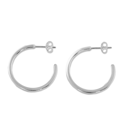 Sterling silver half hoop earrings, 'Glistening Halves' - Sterling Silver Half Hoop Earrings from Thailand
