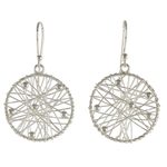 Sterling silver dangle earrings, 'Good Dream' - Sterling Silver Round Dangle Earrings from Thailand