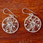 Sterling silver dangle earrings, 'Good Dream' - Sterling Silver Round Dangle Earrings from Thailand