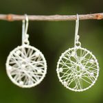 Sterling silver dangle earrings, 'Good Dream' - Sterling Silver Round Dangle Earrings from Thailand