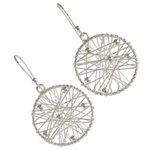 Sterling silver dangle earrings, 'Good Dream' - Sterling Silver Round Dangle Earrings from Thailand