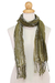 Batik tie-dyed cotton scarf, 'Speckled Field in Olive' - Batik Tie-Dyed Cotton Scarf in Olive Green from Thailand thumbail