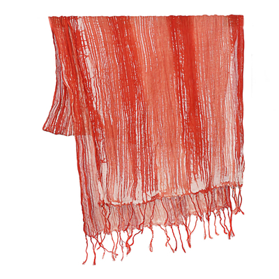 Batik tie-dyed cotton scarf, 'Speckled Field in Paprika' - Batik Tie-Dyed Cotton Scarf in Paprika from Thailand