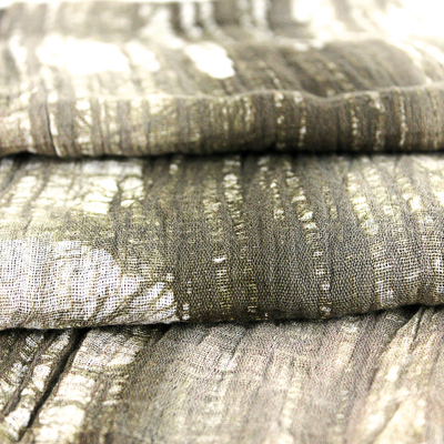 Batik tie-dyed cotton scarf, 'Speckled Field in Clay' - Batik Tie-Dyed Cotton Scarf in Clay from Thailand