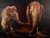„Let's Play“ (2016) – Signiertes impressionistisches Gemälde von zwei Elefanten