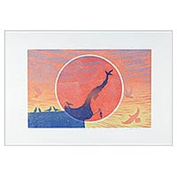 'In the Morning II' - Sun and Birds Limited Edition Ink Print from Thailand