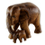 Escultura de madera de teca - Escultura de madera de teca marrón de elefantes tailandeses de madre e hijo