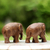Teak wood sculptures, 'Walk Together' (pair) - Brown Teak Wood Elephant Sculptures (Pair) from Thailand