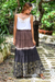 falda de algodón batik - Falda de algodón batik teñido anudado en marrón y negro carbón Tailandia