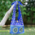Cotton shoulder bag, 'Royal Thai Elephant' - Handmade Blue Cotton Shoulder Bag with Elephant Motif (image 2b) thumbail
