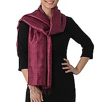 Silk scarf, 'Otherworldly in Magenta'