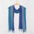 Silk scarf, 'Blue Denim Summer' - Hand Woven Fringed Silk Scarf in Denim Blue from Thailand (image 2b) thumbail
