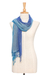 Silk scarf, 'Blue Denim Summer' - Hand Woven Fringed Silk Scarf in Denim Blue from Thailand (image 2c) thumbail